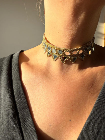 Gargantilha Dourada 2 espelhos