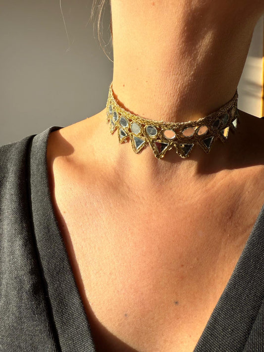 Gargantilha Dourada 2 espelhos