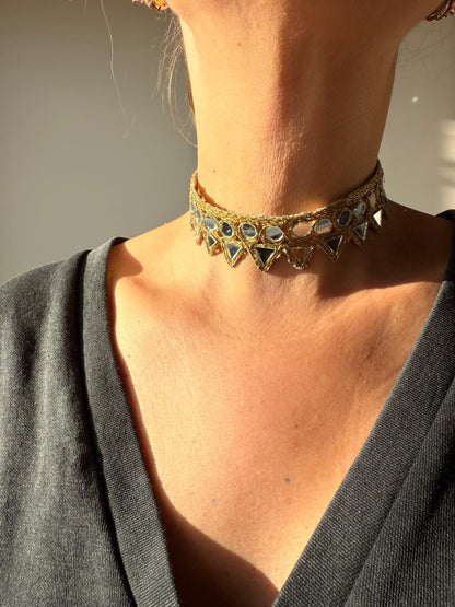 Gargantilha Dourada 2 espelhos